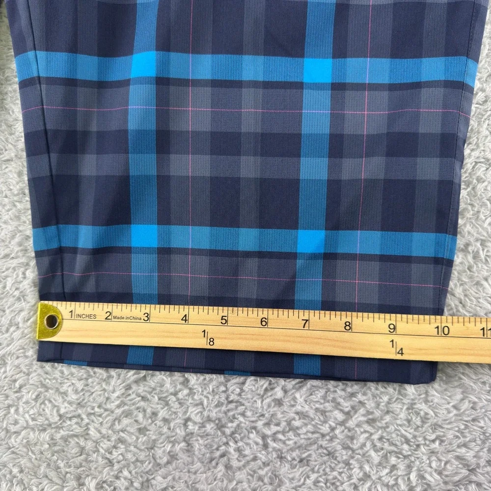 Nike Golf Mens Dri-FIT Plaid Shorts Blue Grey Size 28 Performance